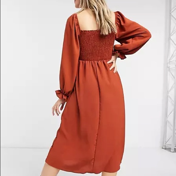 NWT ASOS shirred square neck midi dress - Picture 4 of 4